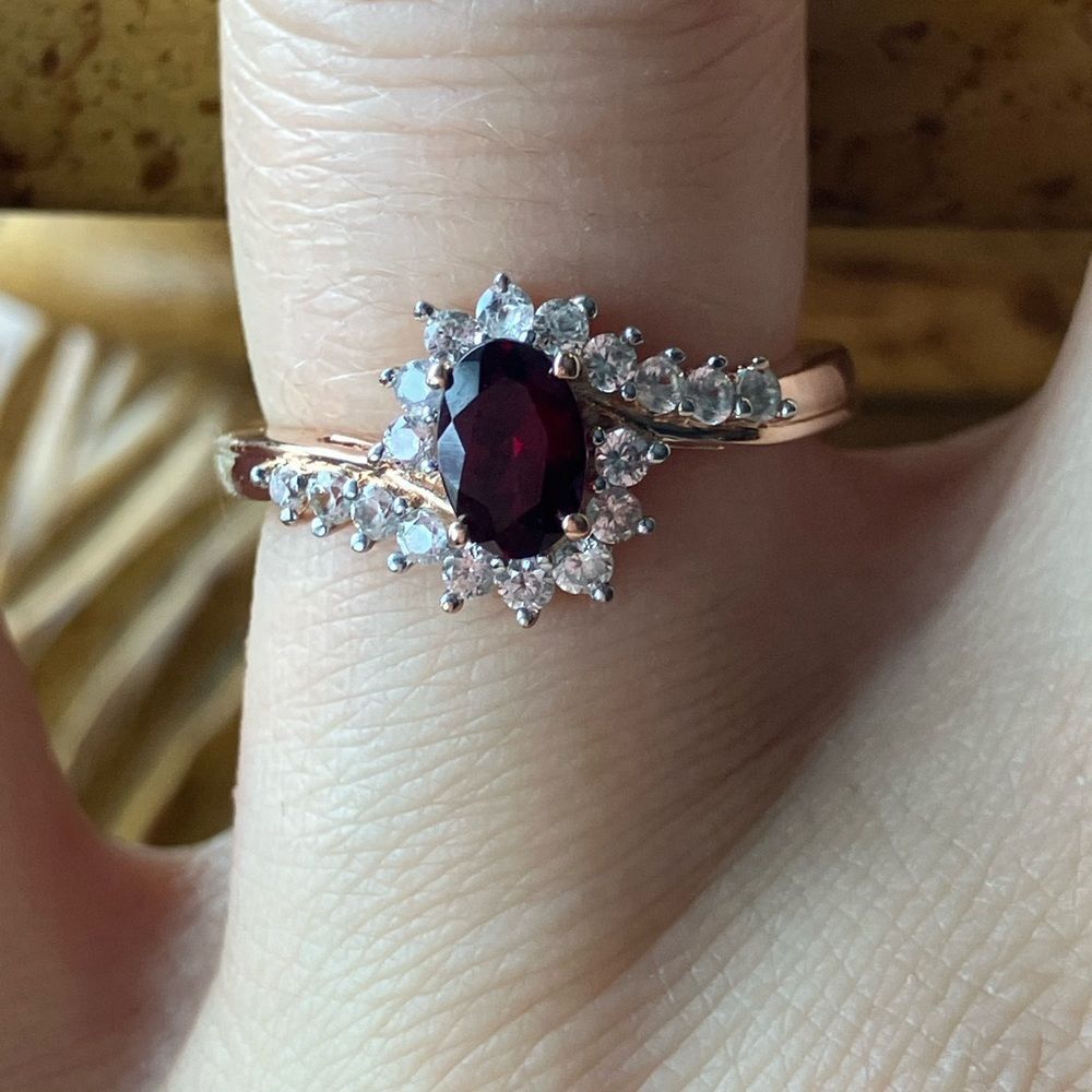 Natural Anthill Garnet Sterling Silver Ring Size 6